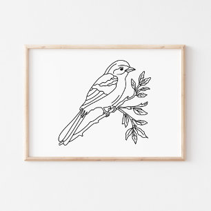 Handritad Fågelillustrationskonst Poster