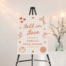 Handritad Fall in Love Bröllopsdusch Välkomstskylt