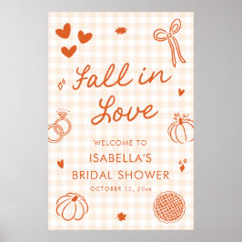 Handritad Fall in Love Bröllopsdusch Välkomstskylt Poster