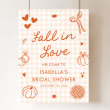 Handritad Fall in Love Bröllopsdusch Välkomstskylt