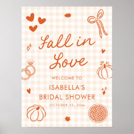 Handritad Fall in Love Bröllopsdusch Välkomstskylt Poster