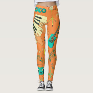Handritad färglös musik mönster leggings