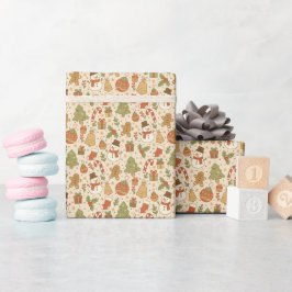 Handritad festlig julförpackningspappersrulle   presentpapper