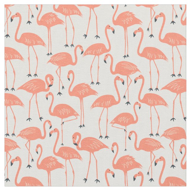 Handritad Flamingo | Tropisk Syddning & Quilting Tyg (Närbild)