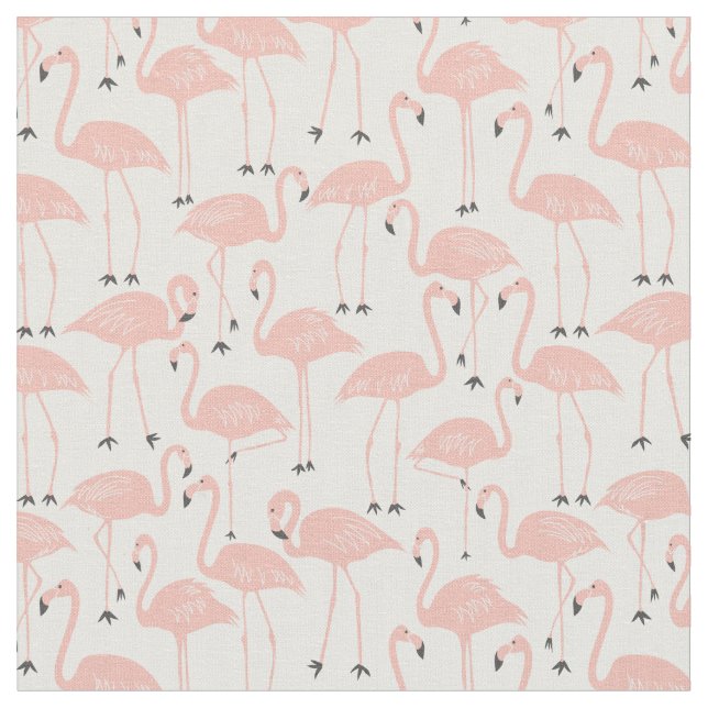 Handritad Flamingo | Tropisk Syddning & Quilting Tyg (Närbild)