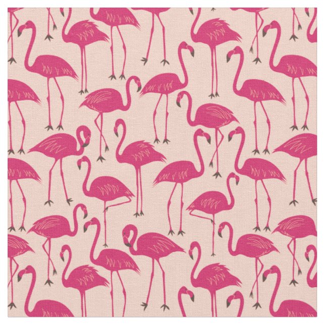 Handritad Flamingo | Tropisk Syddning & Quiltning Tyg (Närbild)