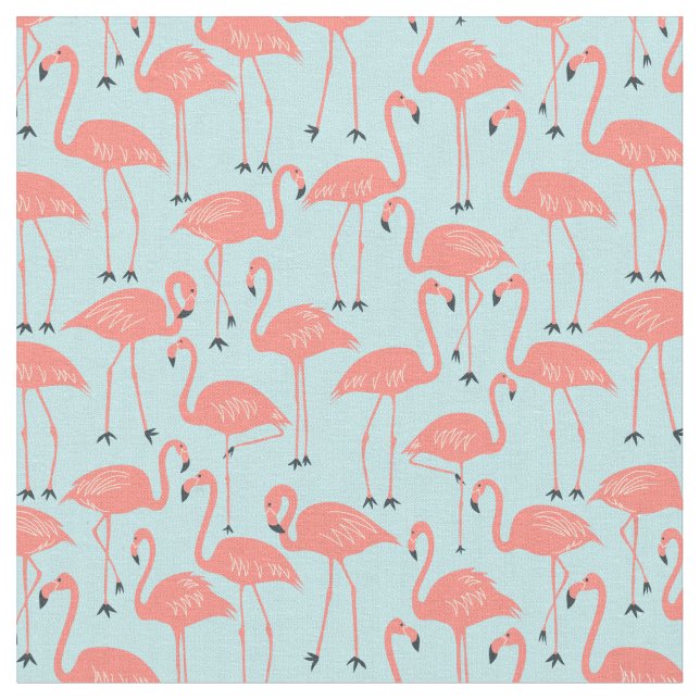 Handritad Flamingo | Tropisk Syning & Quiltning Tyg (Närbild)