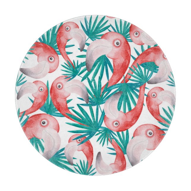 Handritad flamingo: vattenfärgen sömlös mönster. (Framsidan)