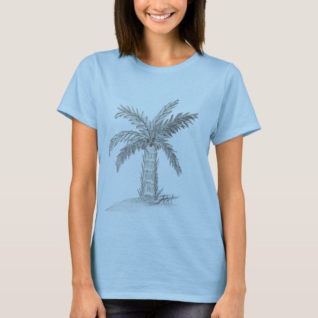 Handritad flaskpalmer med blad t shirt (Framsida)