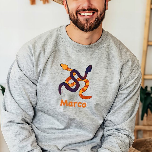 Handritad flervärgad rolig ormdesign lång ärmad tröja (Skapare uppladdad)