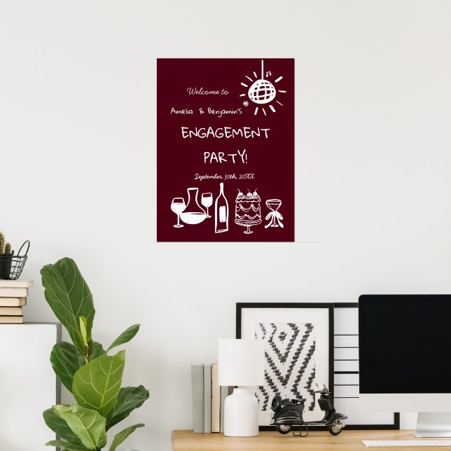Handritad Förlovningsfest Bröllop Välkomstskylt. Poster (Hemmakontoret)