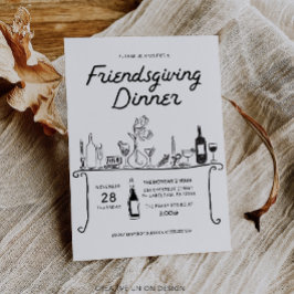 Handritad Friendsgiving-middag Inbjudningar