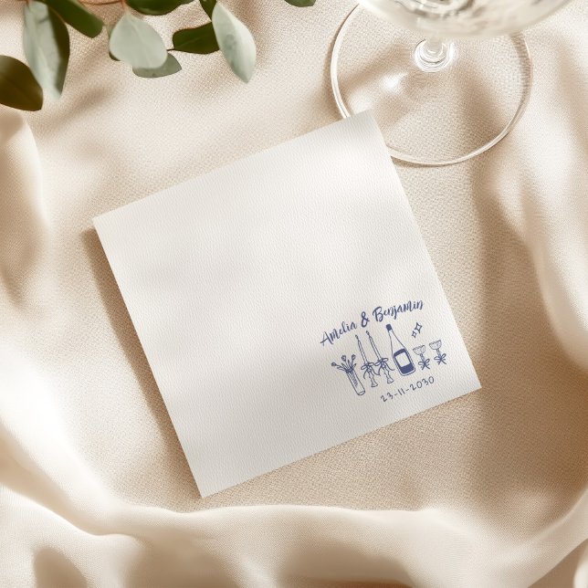 Handritad funky anpassad bröllopsmottagning pappersservett (Skapare uppladdad)