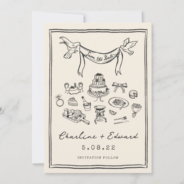 Handritad Funky Handstil Spara datum Spara Datumet (Framsida)