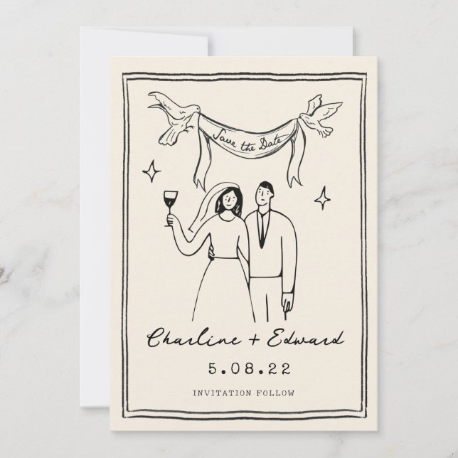 Handritad Funky Handstil Spara datum Spara Datumet (Framsida)