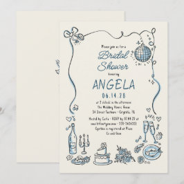 Handritad Funky Whimsical Disco Bröllopsdusch Inbjudningar