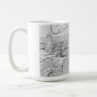 Handritad fyr på mugg