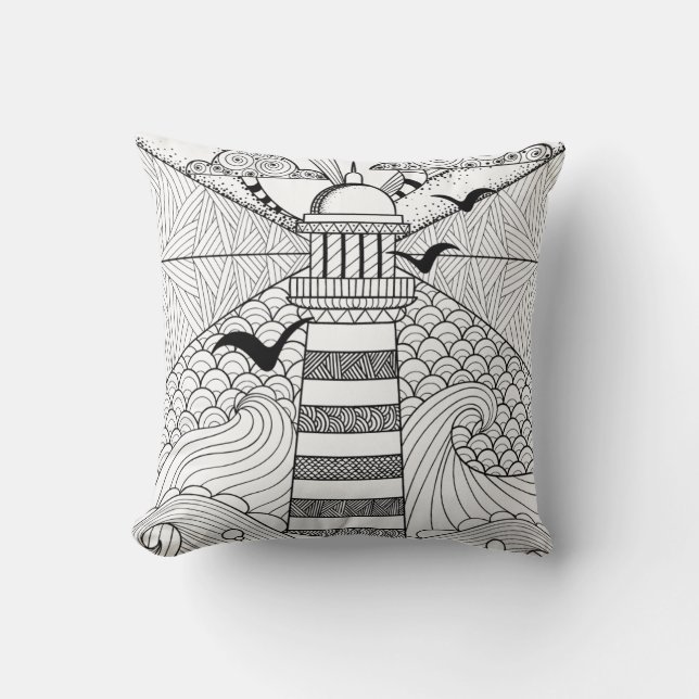 Handritad fyrdoodle kudde (Framsida)
