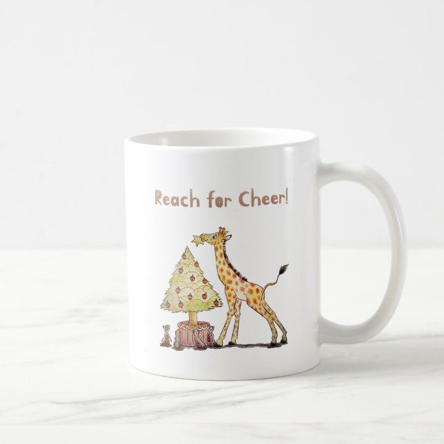 Handritad giraff julgran konst kaffemugg (Höger)