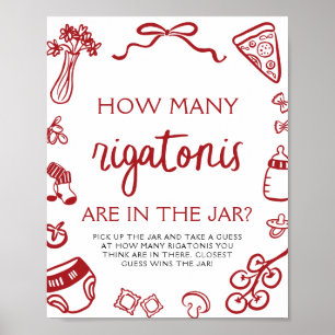 Handritad Gissa Hur Många Rigatonis Baby Shower  Poster