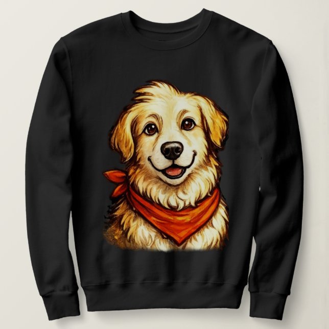 Handritad Glad Guldhund Tröja (Design framsida)
