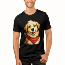Handritad Glad Gyllen Hund T-Shirt