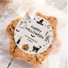 Handritad Glad Halloween-dekal Runt Klistermärke