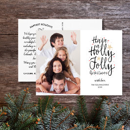 Handritad Glad Jul Familjefoto Vykort