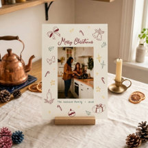 Handritad Glad Jul Lekfull Foto
