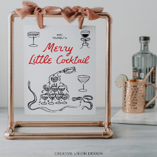 Handritad Glad Liten Cocktail Julbar