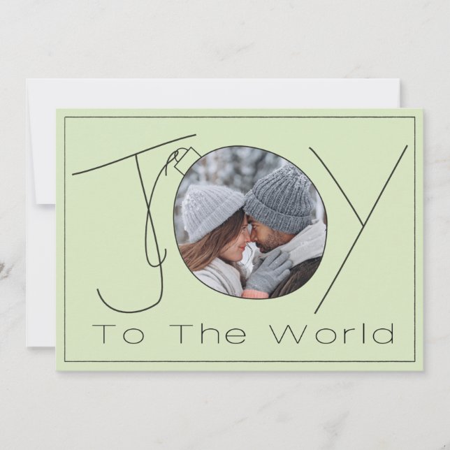 Handritad Glädje till världen Minimalistisk 2 Foto Julkort (Framsida)