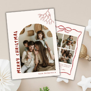 Handritad God Jul Fem Bilder Mistel Julkort
