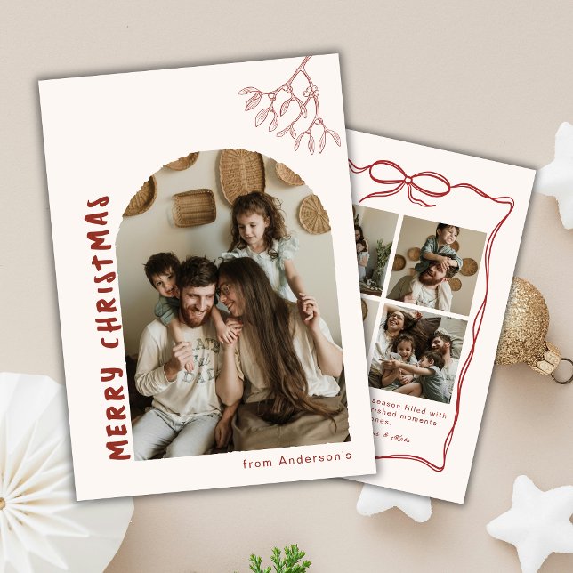 Handritad God Jul Fem Bilder Mistel Julkort (Skapare uppladdad)