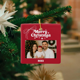 Handritad god jul-fotobog julgransprydnad keramik