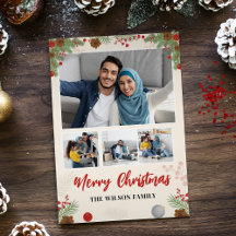 Handritad God Jul Fyra Foto Collage