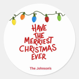Handritad God Jul Rund Klistermärke