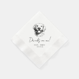 Handritad golden retriever Dricker på mig Cocktail Pappersservett