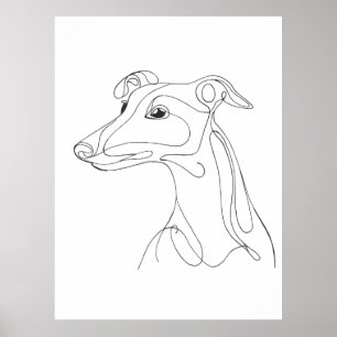 Handritad gråhund Linje Konst - Minimalistisk Desi Poster