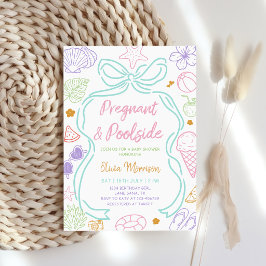 Handritad Gravid & Pool Summer Baby Shower Inbjudningar