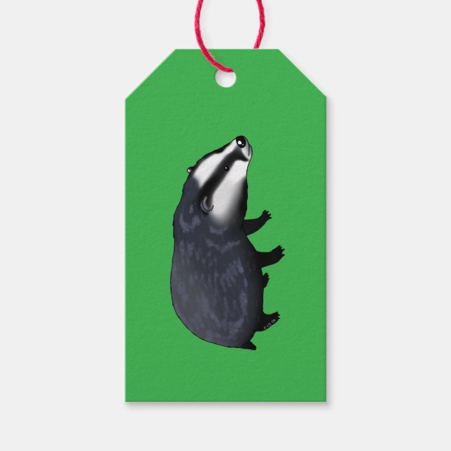 Handritad Grävling Illustration Design Presentetikett (Framsidan)
