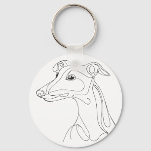 Handritad Greyhound Linje Konst - Minimalistisk De Nyckelring