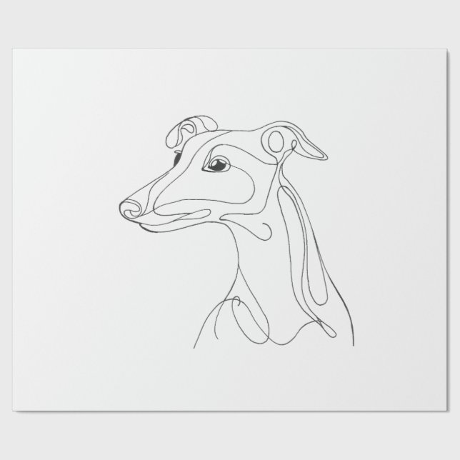 Handritad Greyhound Linje Konst - Minimalistisk De Presentpapper (Platt)