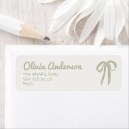 Handritad grön Gingham-slinga Baby Shower Returadress Etikett