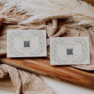 Handritad grön rosa slinga blomster vigsel QR-kod OSA Kort