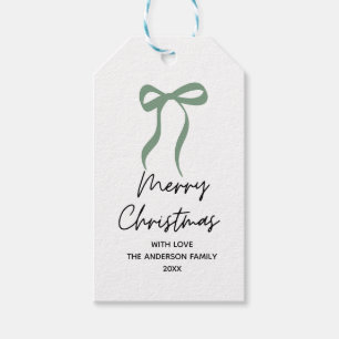 Handritad grön slinga God Jul Presentetikett