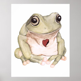 Handritad grön trädgroda poster