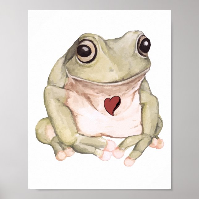 Handritad grön trädgroda   poster (Framsidan)