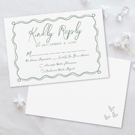 Handritad Grön Whimsical Bröllop OSA Kort