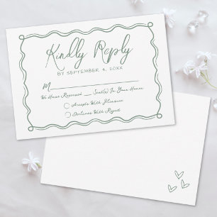Handritad Grön Whimsical Bröllop OSA Kort
