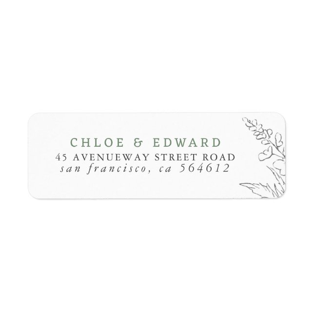 Handritad Grönt för minimalistisk spridning av Wil Returadress Etikett (Framsidan)